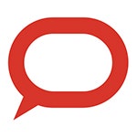 The Conversation logo of a red speech bubble