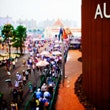 Looking down on a crowd of people at the Shanghai Expo.