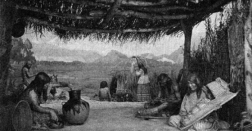 Caption: Diorama depicting Apache life in Arizona, Southwest Hall.