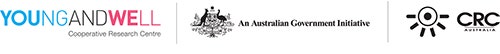 Three logos in a line: Young and Well Cooperative Research Centre, An Australian Government Initiative, and CRC Australia