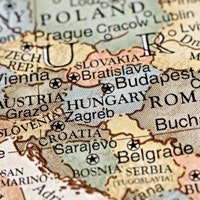 A map showing Austria and Hungary.