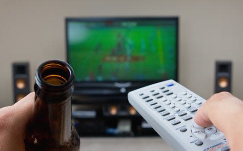 Watching tv on the couch