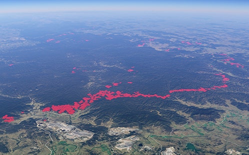 Gospers fire front on Boxing Day 2019