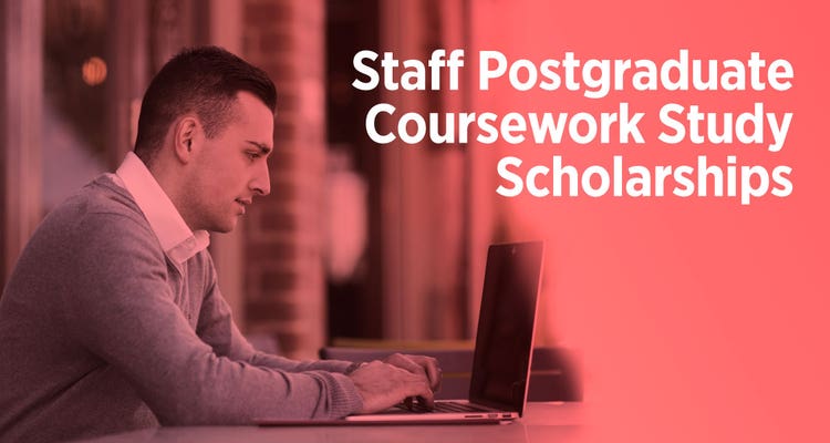 An image containing the site page heading 'Staff Postgraduate Coursework Study Scholarships