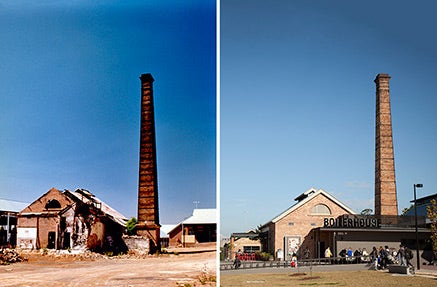 Boiler House before and after restoration, Parramatta Campus