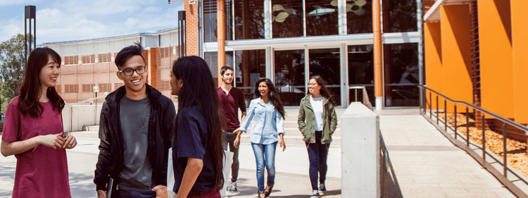 Students outside campus