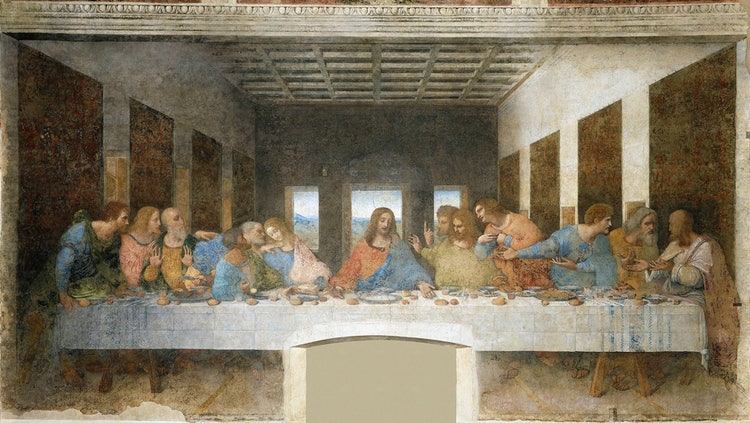 A painting of the last supper AI-generated content may be incorrect.