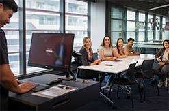 Group of WSU students at Bankstown City in small teaching room