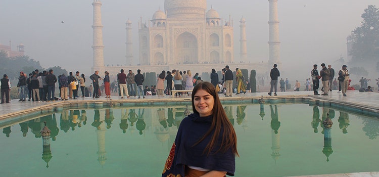 WSU student at Taj Mahal