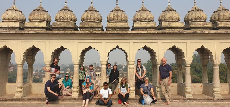 Students in Arches of The Bara Imambara