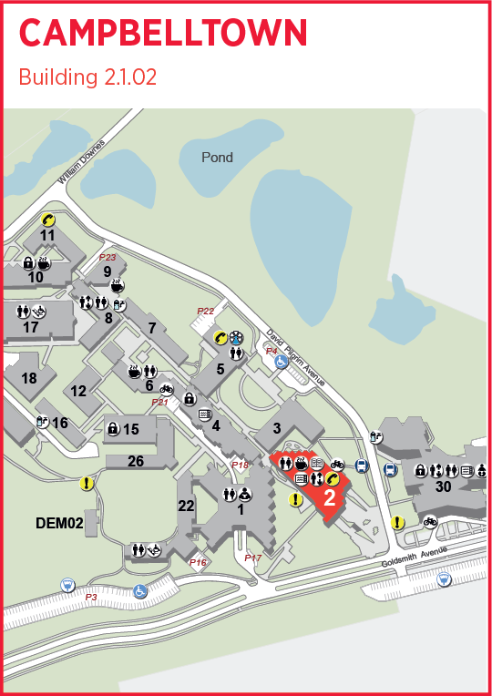 Map showing Academy Learning Zone at Campbelltown Campus
