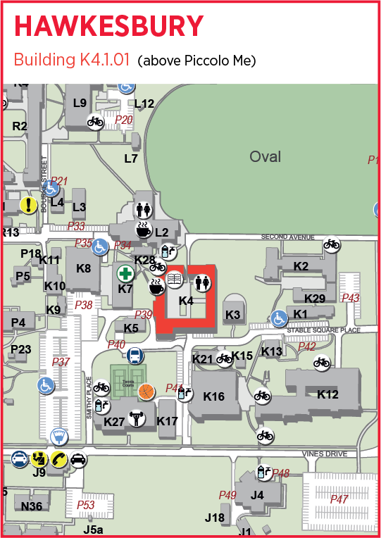 Map showing Academy Learning Zone at Hawkesbury Campus