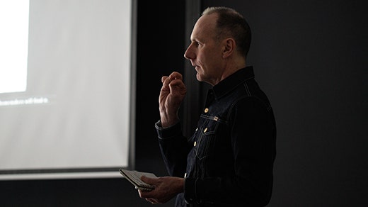 Ross Gibson Presenting His Work