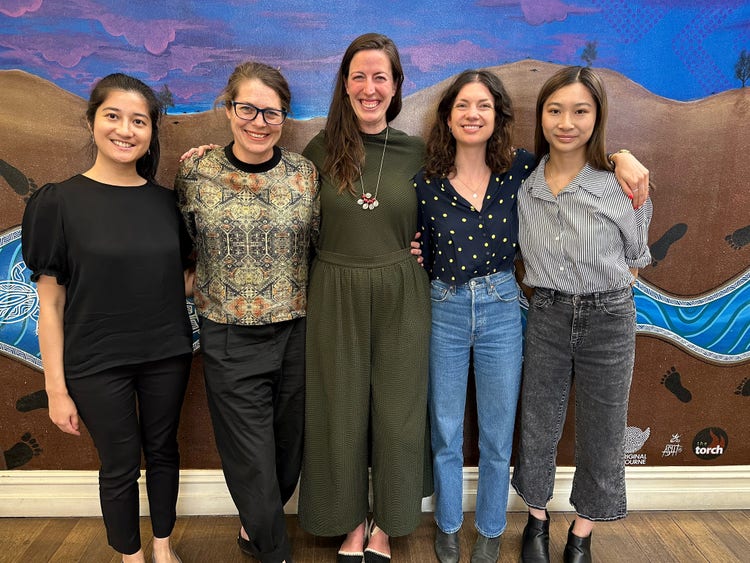 Melbourne workshop facilitation team (left to right): Jess Case, Professor Amanda Third, Mia Cox, Louisa Welland and MIchelle Lim.